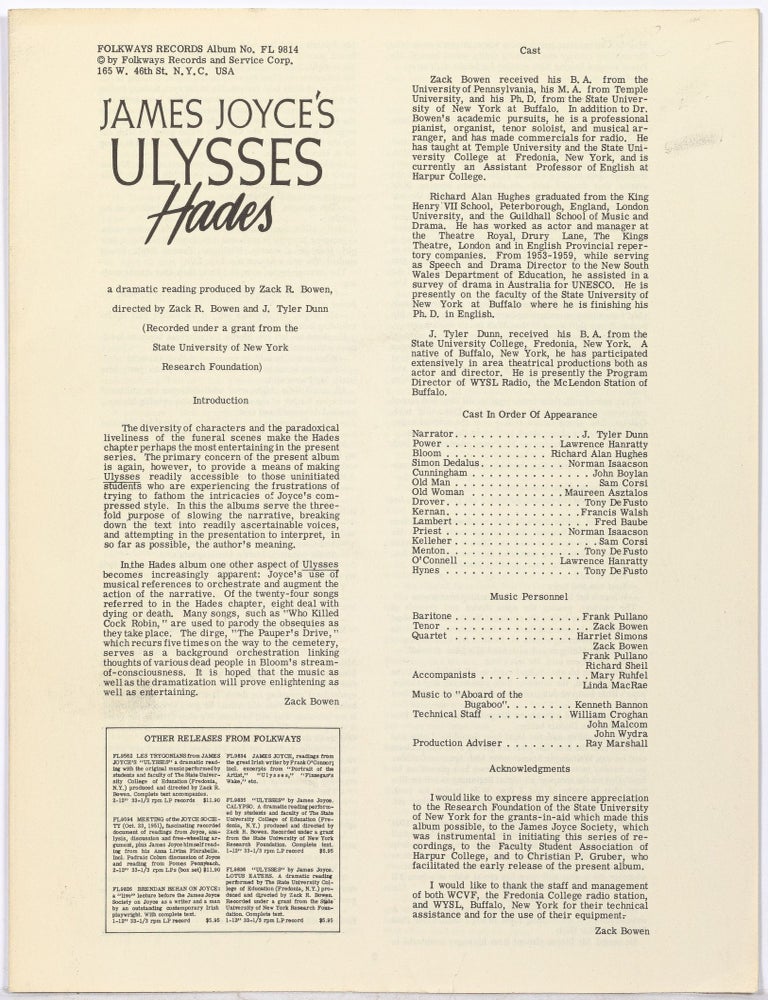 Item #506661 James Joyce Ulysses Hades. A Dramatic Reading. James JOYCE.