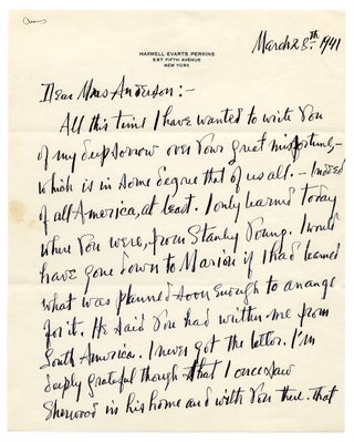 Four Letters from Maxwell Perkins to Sherwood Anderson's Widow