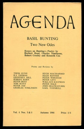 Item #507682 Agenda – Vol. 4, Nos. 5 & 6, Autumn 1966. Basil BUNTING, Geoffrey Hill, Thom Gunn,...