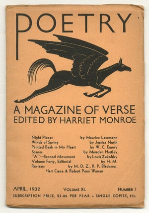 Item #508775 Poetry – Volume XL, No. I, April, 1932. Hart CRANE, Ezra Pound, Robert Penn...