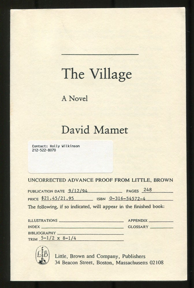 Item #509148 The Village: A Novel. David MAMET.