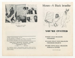 Item #509644 [Broadside or pamphlet]: Moses: A Black Israelite. You're Invited to: Meet Your...