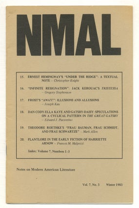 Item #509657 Notes On Modern American Literature (NMAL) – Vol. 7, No. 3, Winter 1983. Jack...