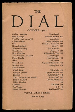 Item #509873 The Dial – Vol. LXXIII, No. 4, October 1922. Marc CHAGALL, Gilbert Seldes, Amy...