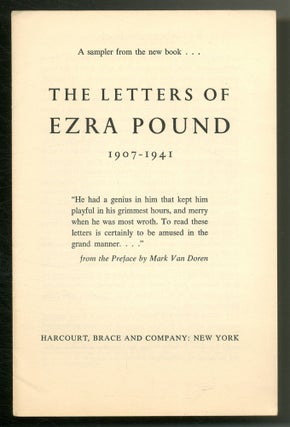 Item #510128 A Sampler From the New Book: The Letters of Ezra Pound 1907-1941. Ezra POUND, D D....