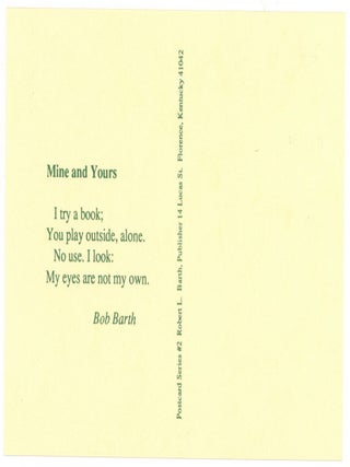 Item #510147 [Postcard]: Mine and Yours. Bob BARTH