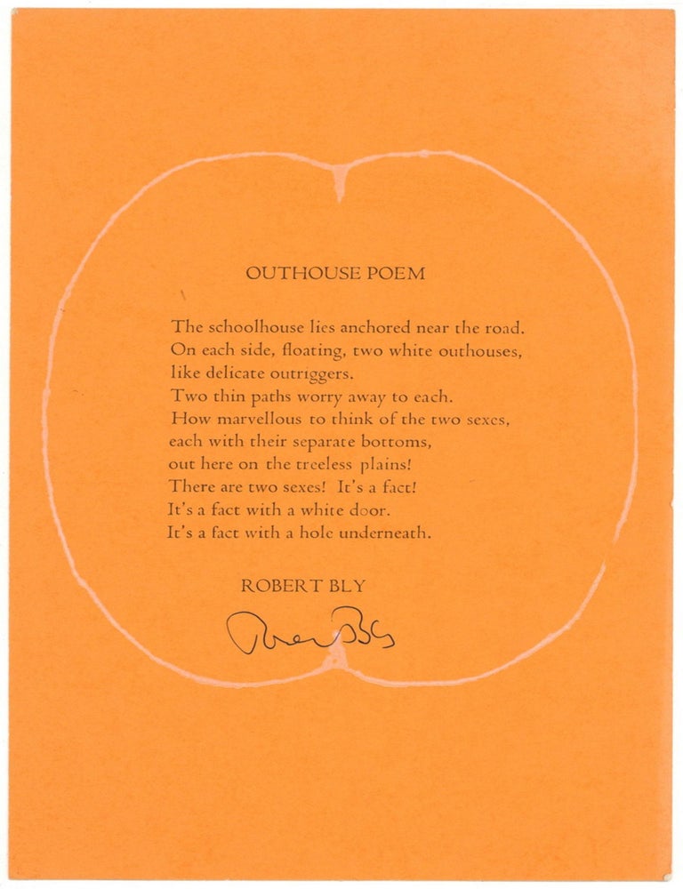 Item #510603 [Postcard]: Outhouse Poem. Robert BLY.