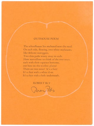 Item #510603 [Postcard]: Outhouse Poem. Robert BLY