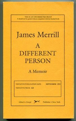 Item #510907 A Different Person: A Memoir. James MERRILL