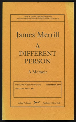 Item #510920 A Different Person: A Memoir. James MERRILL
