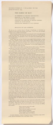 Item #511153 [Broadside]: Prologue [to] The Family of Man: An Exhibition of Creative Photography,...