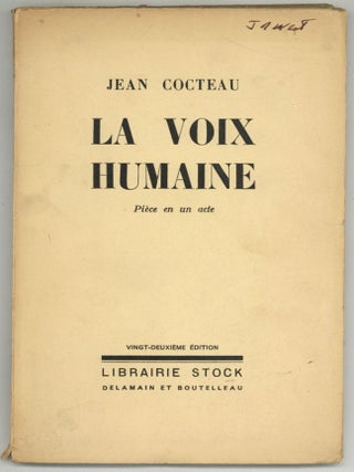 Item #511354 La Voix Humaine. Piece en un Acte. Jean COCTEAU