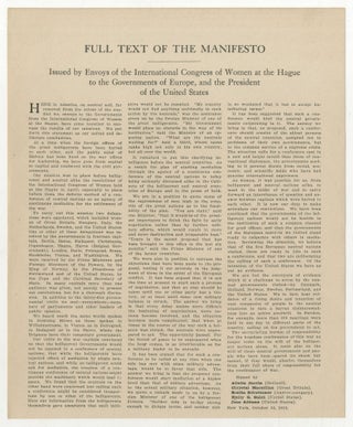 Item #511448 [Handbill]: Full Text of the Manifesto Issued by Envoys of the International...
