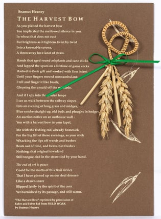 Item #511975 [Handbill]: The Harvest Bow [with Braided Stalks of Grain]. Seamus HEANEY