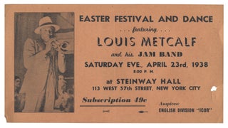 Item #513747 [Small Broadside or Flyer]: Easter Festival and Dance. Featuring Louis Metcalf and...