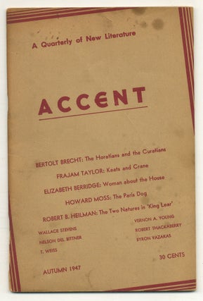 Item #514070 Accent – A Quarterly of New Literature: Vol. 8, No. 1, Autumn, 1947. Wallace...