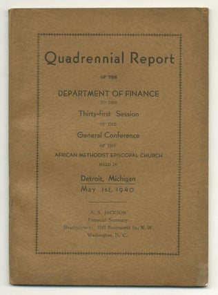 Item #514798 Quadrennial Report of the Department of Finance to the Thirty-first Session of the...