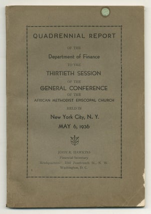 Item #514799 Quadrennial Report of the Department of Finance to the Thirtieth Session of the...