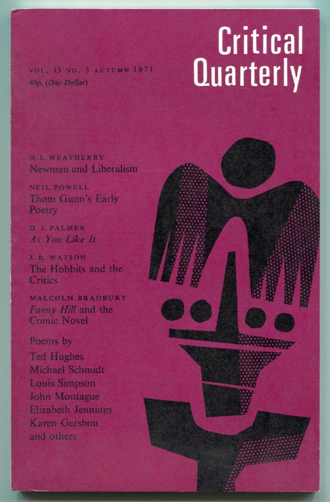 Item #515240 Critical Quarterly – Vol. 13, No. 3, Autumn 1971. John MONTAGUE, Martin Booth, Louis Simpson, Malcolm Bradbury, Ted Hughes.