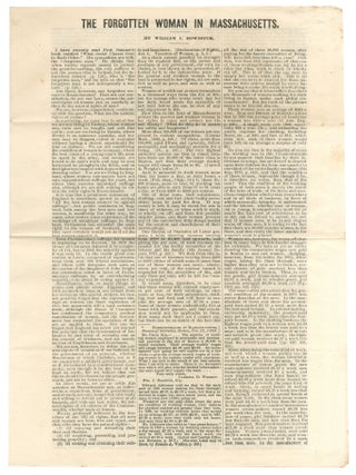 Item #515453 [Broadsheet]: The Forgotten Woman in Massachusetts. William I. BOWDITCH