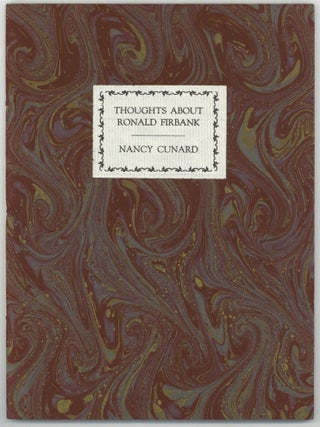 Item #515645 Thoughts about Ronald Firbank. Nancy CUNARD