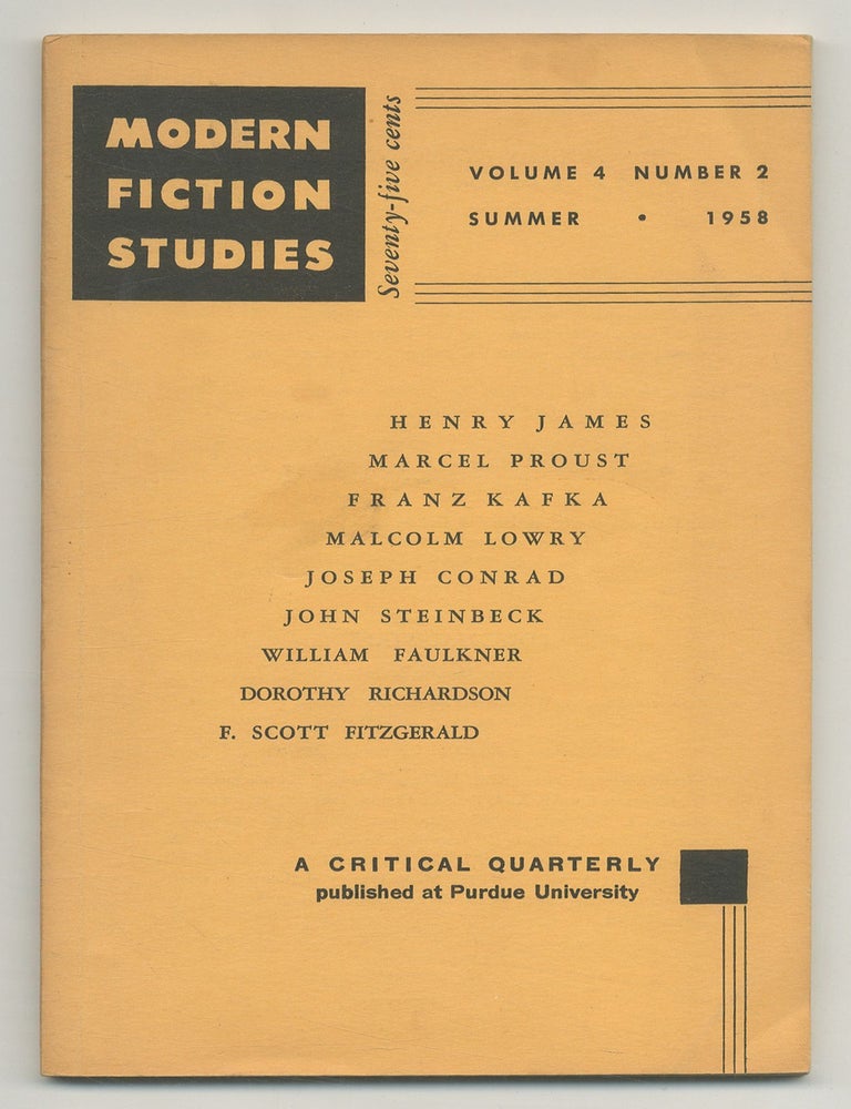 Item #515827 Modern Fiction Studies: A Critical Quarterly. Volume 4, Number 2. Summer, 1958