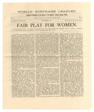 Item #515881 Fair Play for Women. The following address was given... before the American Woman...