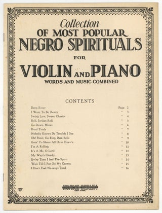 Item #516748 [Sheet music]: Collection of Most Popular Negro Spirituals for Violin and Piano....
