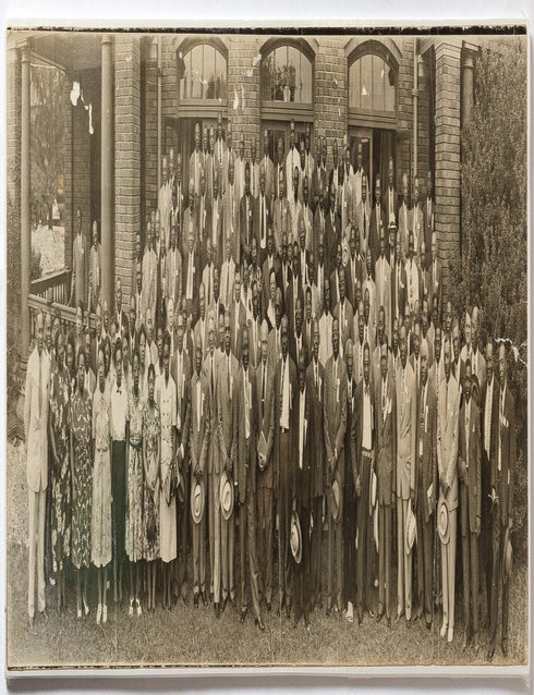 Panoramic Photograph]: Portrait of a Large Group of African-American Church Members, Including. H. Benton HARRIS.