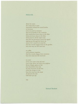 Item #517151 [Broadside]: Malacoda. Samuel BECKETT
