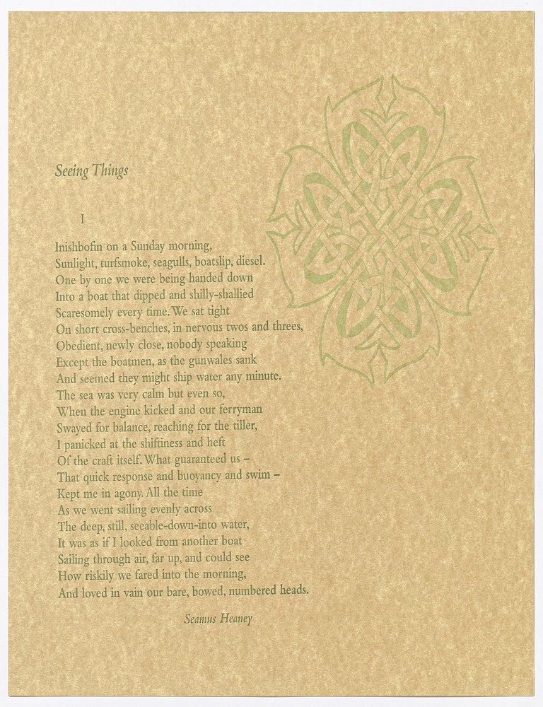 Broadside]: Seeing Things. Seamus HEANEY.