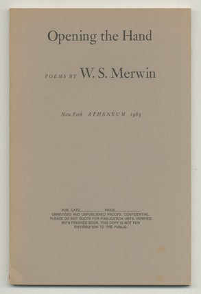 Item #517907 Opening the Hand: Poems. W. S. MERWIN
