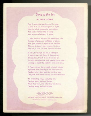 Item #518741 [Broadside]: Song of the Son. Jean TOOMER
