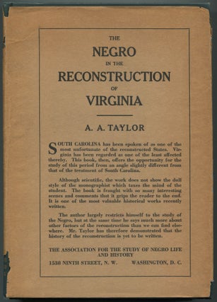 Item #518937 The Negro in the Reconstruction of Virginia. Alrutheus Ambush TAYLOR