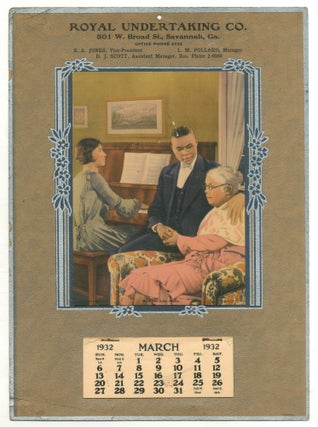 Item #518974 [Broadside: 1932 Calendar for African-Amiercan Undertaking Business]: Royal...