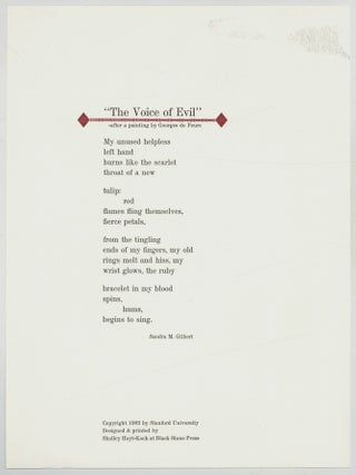 Item #518997 [Broadside]: The Voice of Evil - after a painting by George de Feure. Sandra M. GILBERT