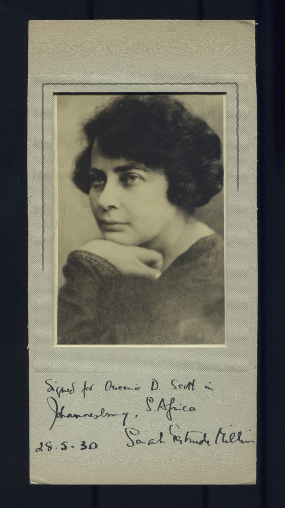 Item #519478 Inscribed Portrait Photograph of Sarah Gertrude Millin. Sarah Gertrude MILLIN.