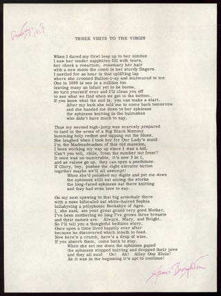 Broadside]: Three Visits to the Virgin. James BROUGHTON.