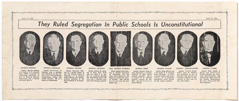 Broadside, caption title]: They Ruled Segregation in Public Schools is Unconstitutional. May 17,...