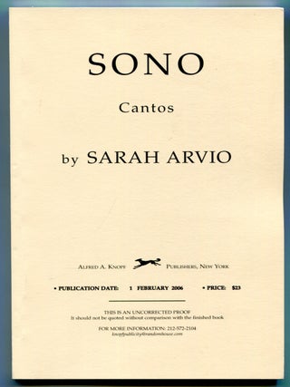 Item #521379 Sono: Cantos. Sarah ARVIO