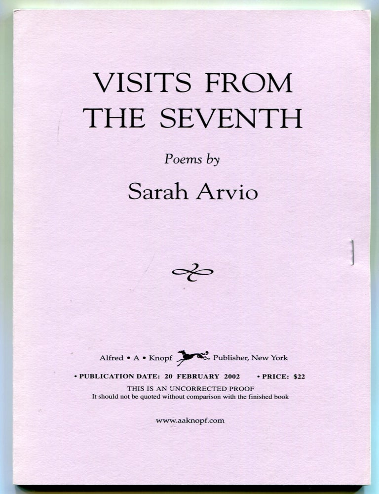 Item #521384 Visits from the Seventh: Poems. Sarah ARVIO.