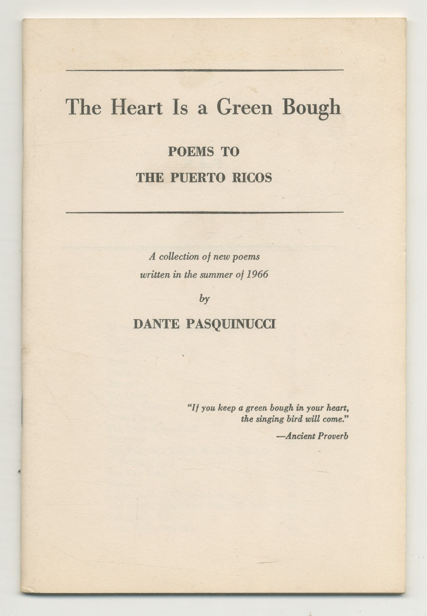 The Heart is a Green Bough: Poems to the Puerto Ricos. A Collection of ...