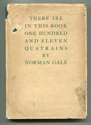 A Book of Quatrains. Norman GALE.