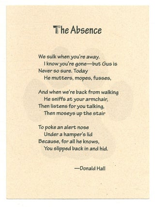 Item #523844 The Absence. Donald HALL