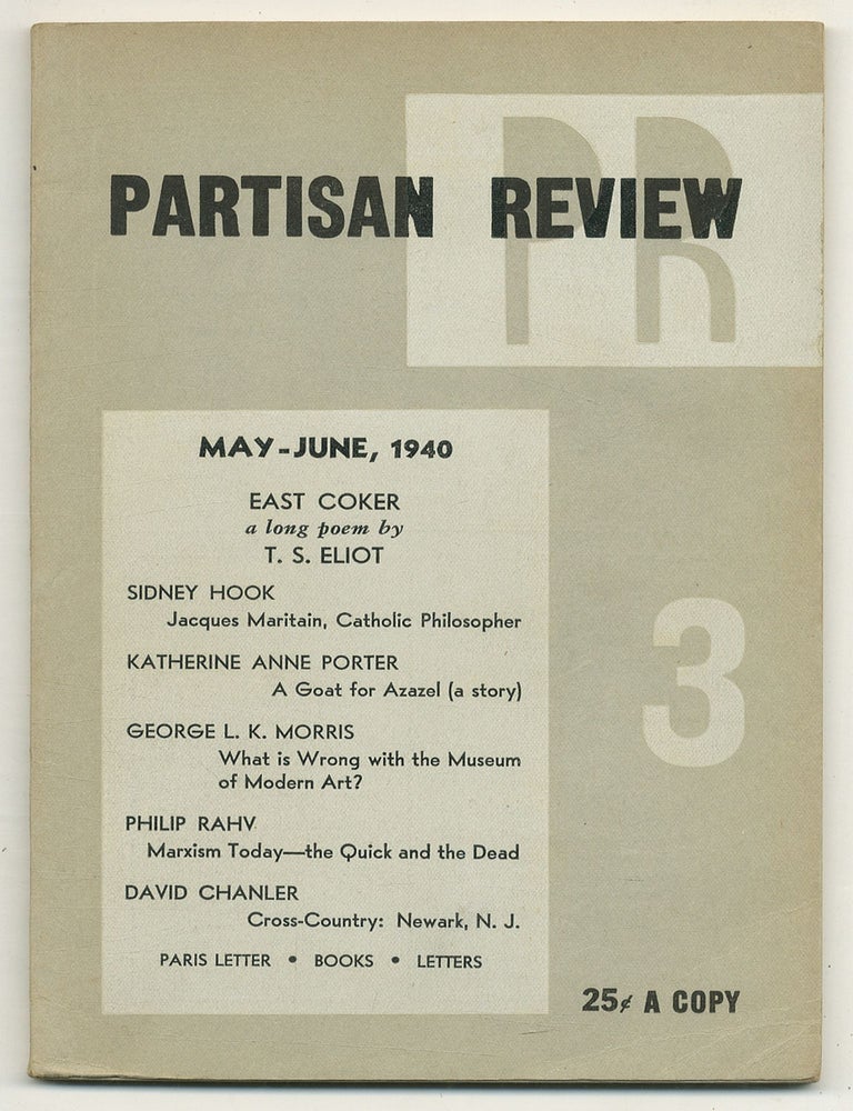 Item #524414 Partisan Review &ndash; Vol. VII, No. 3, May-June, 1940. T. S. ELIOT, William Carlos Williams, Katherine Anne Porter, Andre Gide.