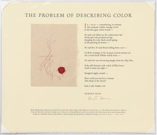 Item #524720 [Broadside]: The Problem of Describing Color. Robert HASS