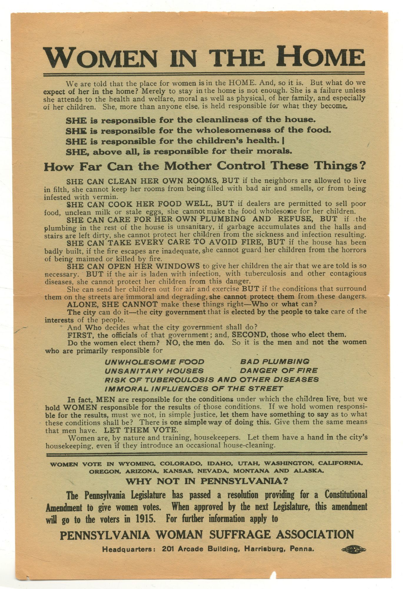 Broadside : Women in the Home... LET THEM VOTE..