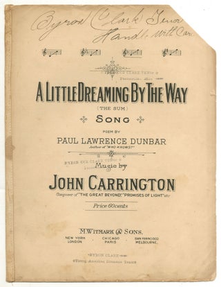 Item #525367 [Sheet music]: A Little Dreaming By the Way (The Sum). Paul Laurence DUNBAR, music...
