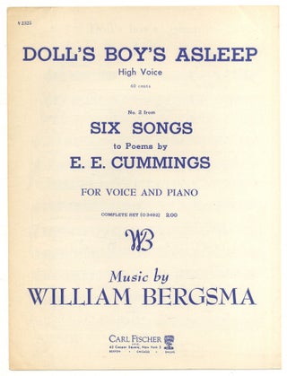 Item #525629 [Sheet music]: Doll's Boy's Asleep (No. 2 from Six Songs to Poems by E.E. Cummings)....