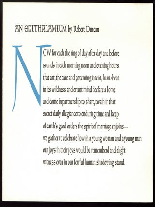 Item #526011 [Invitation]: An Epithalamium (Mr. & Mrs. William Matson Roth Announce the...